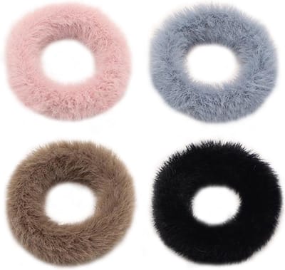 LIXIN Set 4 Stuks Haar Scrunchies - Pluche - Haarelastiek - Elastiekje - Elastiek - Vrouwen - Dames - Tieners - Meiden - Dans - Yoga - Hardlopen - Sport - Haaraccessoires