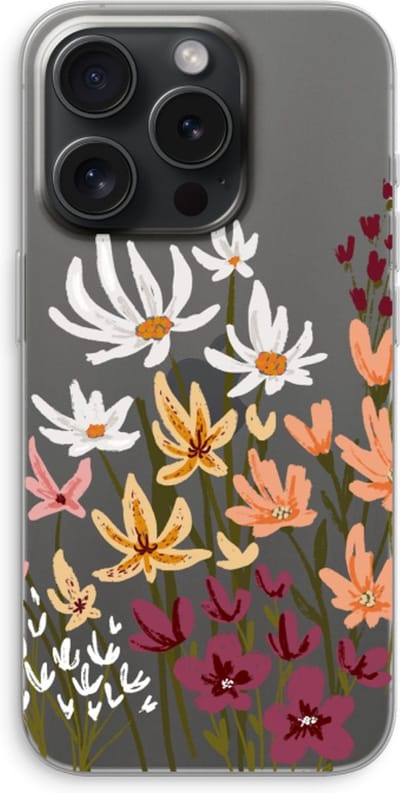 Case Company® - Hoesje geschikt voor iPhone 15 Pro hoesje - Painted wildflowers - Soft Cover Telefoonhoesje - Bescherming aan alle Kanten en Schermrand