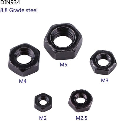 Dailygoods- Borgmoeren Zeskant M2 - Koolstofstaal - Zwart Verzinkt - Set van 100 - Corrosiebestendig - Sterke Schroefdraadmoeren - Moeren