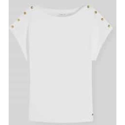 regular fit T-shirt van puur katoen met knoopdetails