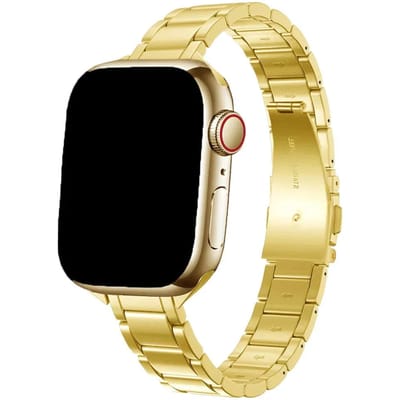 123watches bandje Noor - staal - goud - 38 · 40 · 41 & 42 mm - Geschikt voor Apple Watch series 1/2/3/4/5/6/7/8/9/10/11/12/SE/SE2/SE3