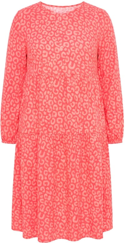 Angel of Style - Dames - Midi-jurk A-lijn mousseline luipaardmotief - Koraal - Maat 42