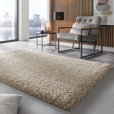 Hoogpolig vloerkleed - Shaggy Prime wit/beige 65x130
