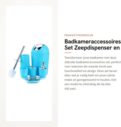 Dailygoods- Badkameraccessoires Set - 6 Stuks - Zeepdispenser - Tandenborstelhouder - Toiletborstel - Duurzaam - Hoogwaardige Materialen - Badkamer Set