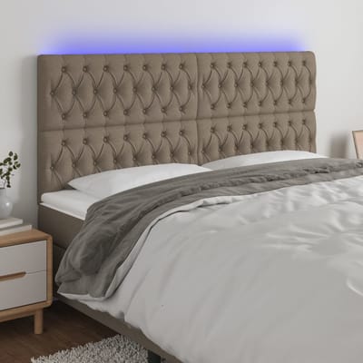 vidaXL - Hoofdbord - LED - 180x7x118/128 - cm - stof - taupe