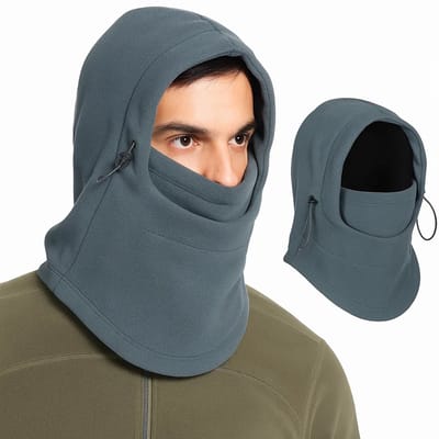 Verstelbare Fleece Bivakmuts I Nekwarmer I Winddicht I UV-bescherming I Ski Masker I Scooter Maker I Wintermasker I Wintermuts I Grijs
