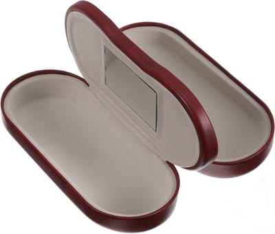 Brillenkoker - Dubbele brillenkoker - Met cosmetische spiegel - 2-in-1 dubbelzijdige draagbare brillenkoker - Beschermt twee brillen - Opbergset voor zonnebrillen - Unisex - 16 x 7,2 x 6,8 cm - Rood