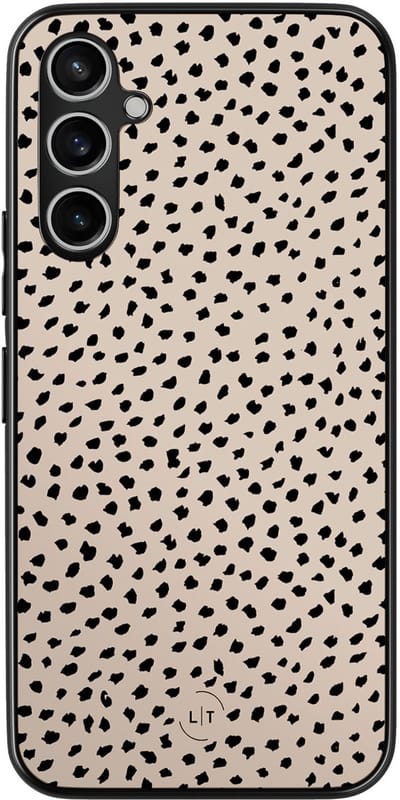 Leuke Telefoonhoesjes - Hoesje geschikt voor Samsung Galaxy A54 - Almond dots - Backcover zwart - Gestipt - Bruin