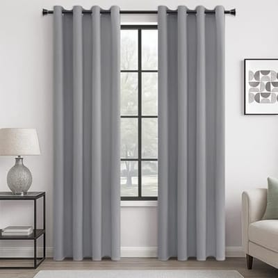 Moderne verduisteringsgordijnen kort met ringen - set van 2, lichtgrijs, 240 x 140 cm