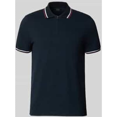 slim fit poloshirt met contraststrepen en ritssluiting