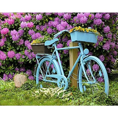 Peinture diamant 5D à faire soi-même, fleur de vélo, perceuse ronde complète, broderie diamant 20X30CM gray