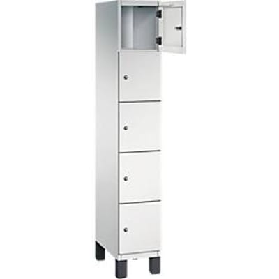 C+P Cambio lockerkast, 1 vak, 5 vakken, op poten, B 300 x D 525 x H 1980 mm, lichtgrijs