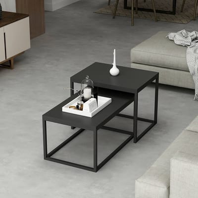 Salontafel set van 2 Aabenraa zwart mat