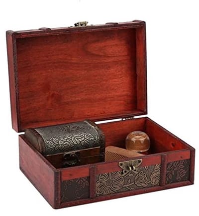 Allecto - Vintage houten opbergdoos - Decoratieve schatkist - Bruin