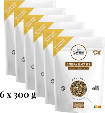 XAVIES' Granola Sandra Bekkari Chocolade-Hazelnoot 6 x 300 g