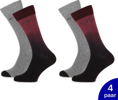O'Neill - 4-Pack - Fashion Sokken - Casual Sneakerhoogte - Heren - grijs / rood - 39-42 - 789162