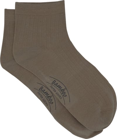 Dames bamboe sokken - enkelsokken - naadloze teen maat van 36 39 tot 42 - 2 paar - donker beige