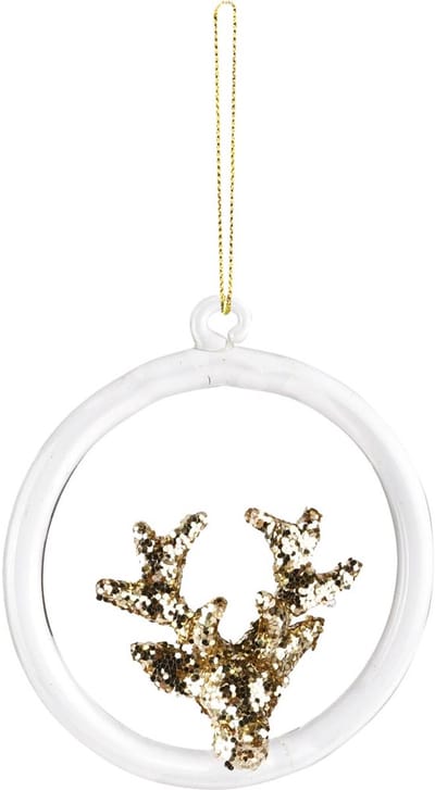 Dekoratief | Hanger m/hertje, transparant/goud, glas, 9x1x10cm | A255669