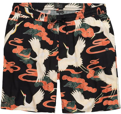 JP 1880 - Heren - Bermuda viscose all-over print relaxed fit - Zwart - Maat 5XL