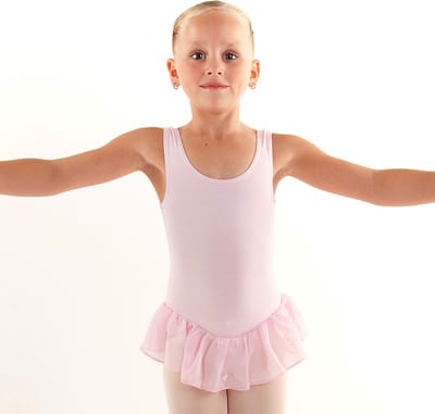 Balletpakje “Ballerina” | Met rokje | Meisje | Roze | Ballet pak | Maat 116/122 – 8 Jaar