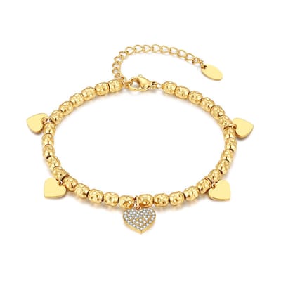 Twice As Nice Armband in edelstaal, hartjes Goudkleurig 16cm+3cm