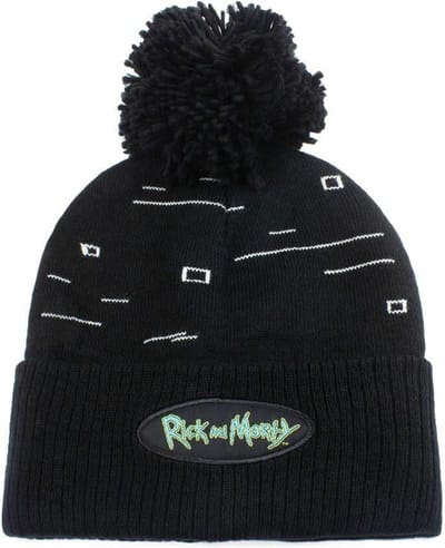 Rick And Morty - Pixel Print Zwart Pomponhoed