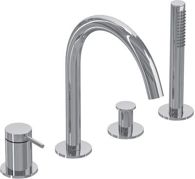 IVY Bond Badrandcombinatie 4-Gats Mengkraan met Draaibare Uitloop en Uittrekbare Handdouche - Chroom
