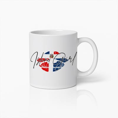 Island Girl Mok 330ml – Tropische Caribische Trots Koffiemok – Cadeau voor Eilandvrouwen met Hart en Vlag Design