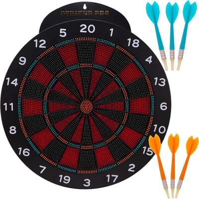Groot Dartbord 16 Inch - Inclusief 6 Veilige Darts - Coördinatie- en Plezerspel voor Kinderen vanaf 6 Jaar en Volwassenen