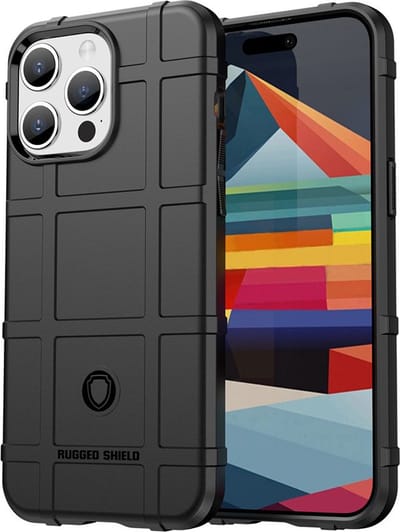 MobyDefend Hoesje - Geschikt voor iPhone 15 Pro Max - Rugged Shield TPU Backcover - Zwart