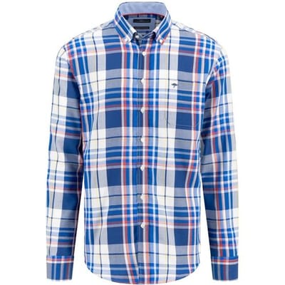 Fynch-Hatton Overhemd Oxford Vibrant Multi Check Button-Down Strong Blue / male