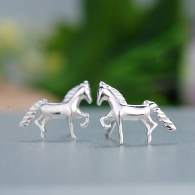 Daisies Echte Puur 925 Sterling Zilver Sieraden Mini Paard Stud Oorbellen voor Vrouwen Anima gray