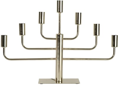 Star Trading messingkleurige kandelaar 'Pix' van metaal, 7-armig, E14, netvoeding, glanzend, H 40 cm, B 57 cm