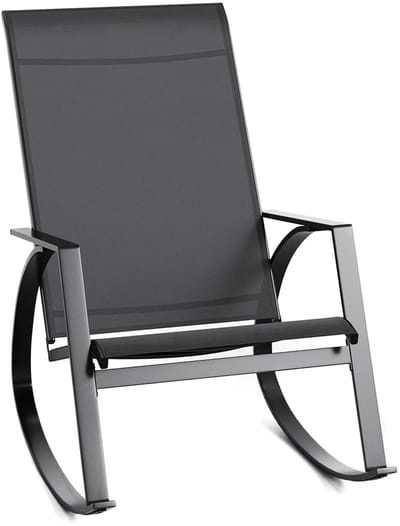 RosaBloom Schommelstoel - Loungestoel - Weerbestendig metalen frame - Ergonomisch - 102 x 60 x 93 cm - E coated staal en ademende stof - Zwart