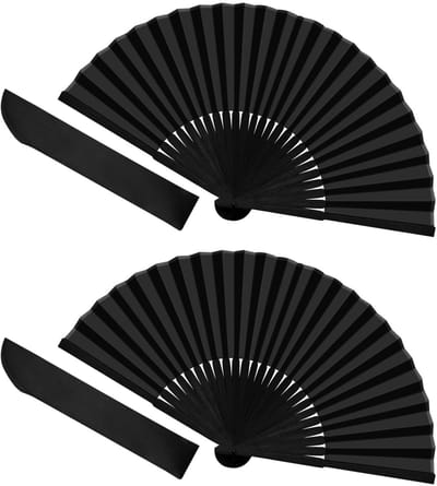 longziming -Handwaaier - Vouwwaaijer - Decoratieve Waaier - Directe Koeling - Elegante Satijn Look - Bamboe En Gesimuleerd Satijn - Lichtgewicht En Opvouwbaar - Ideaal Voor Dans En Feesten - 2 Stuks