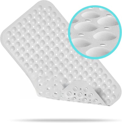 PromoHome Badmat met Antislip Noppen - Lichtgrijs Design 70x38 cm