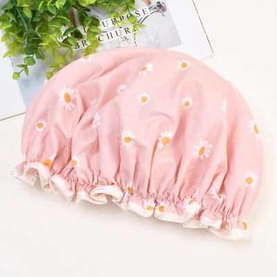 CHPN - Douchemuts met bloemetjes - Roze Douchemuts - Roze - Douchekapje - Praktische douchemuts - Douche kapje met Bloem - Douche cap - Douchecap - Douche muts - Shower cap