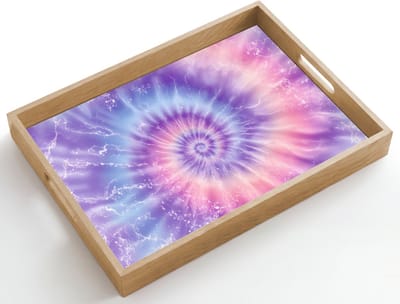 Dienblad hout 50x35 cm - Schootdienblad - Pasteltinten - Paars - Spiraal - Marmer - Borrelplank rechthoek - Plateau dienbladen