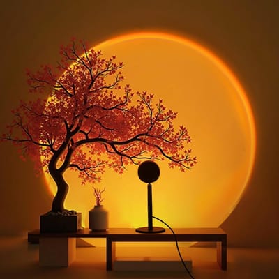 QIN® Sunset Lamp - Sfeerverlichting - TikTok Lamp - 40x30x30cm - Zwart - 40cm x 30cm x 30cm