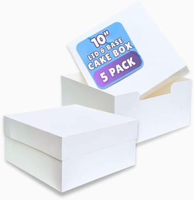 Witte Taartdoos 25 cm - Vierkante Kartonnen Cakebox met Deksel - Pack van 5 - Voor Veilig Vervoer van Taarten