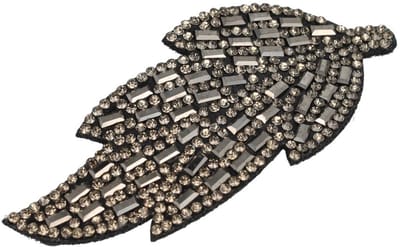 Haarsoires Haarspeld Klikklak 8cm - Bladvorm - Glitter Steentjes - Zwart Grijs - Haarclip Speldjes - Makkelijk in Gebruik - Haaraccessoires voor Volwassenen & Kinderen - Hair Clip - Decoratieve Haaraccessoire
