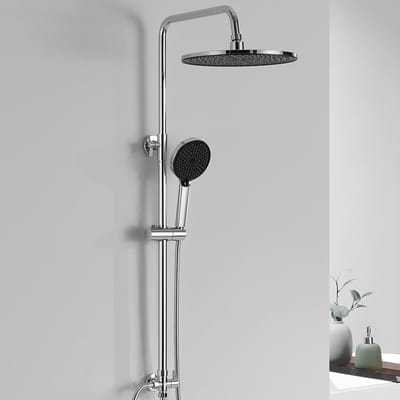 Auralum Max Regendouche zonder kraan - Chroom Doucheset - Hoofddouche 25 cm - Handdouche met 4 functies - Duurzame Messing Omsteller - Chroom