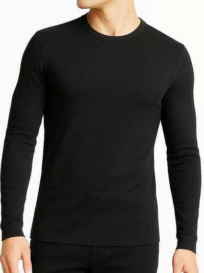 Boru Bamboo 2-pack heren shirt lange mouw - Bamboe ondershirts met ronde hals - Aansluitend - Zwart / L