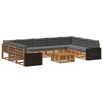 vidaXL - Buiten - bank - set - 10 - st - Natuurlijk - en - Antraciet