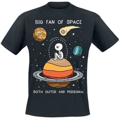Goodie Two Sleeves - Fun T-shirt - Big Fan Of Space - S tot XXL - voor Mannen - zwart