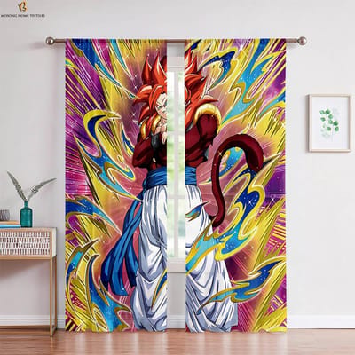 Anime Cartoon Gordijnen met Print Japanse Stijl Jongens- en Meisjes Slaapzaal Slaapkamer Studeerkamer Decoratieve Gordijnen Makkelijk te Wassen W50xH130(CM)x2PCS&Grommet Top