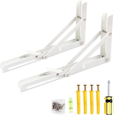 Vouwbare Steunbeugels voor Planken - Zware Driehoekige Beugels voor Wandmontage, Ruimtebesparend en Verkrijgbaar in Meerdere Maten, 10 Inch Wit