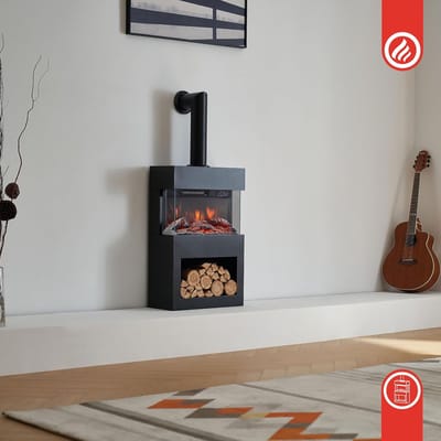Luxe Staande Elektrische Haard met - 7x115 cm - Haard Schoorsteenpijp – 3D Vlameffect, - Medahomestore