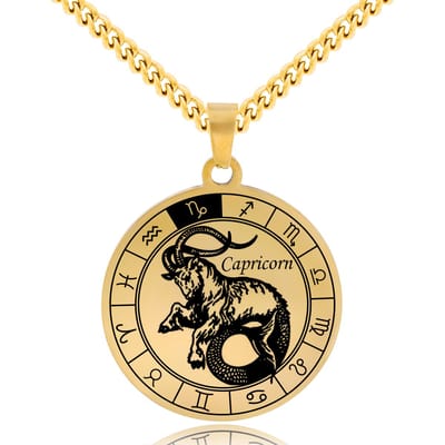 Sterrenbeeld Steenbok (Capricorn) Ketting Goudkleurig - Roestvrij Staal Zodiac Talisman - Stainless Steel - 60cm - Pax Amare