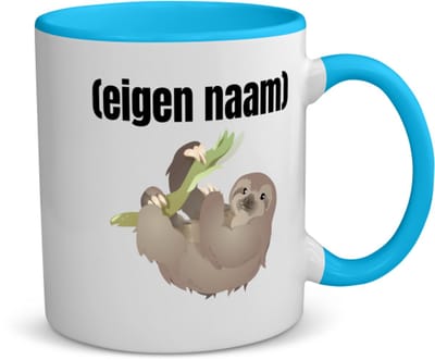 Akyol - luiaard met eigen naam koffiemok - theemok - blauw - Luiaard - luiaard liefhebbers - iemand die houdt van luiaards - verjaardag - cadeau - kado - 350 ML inhoud
